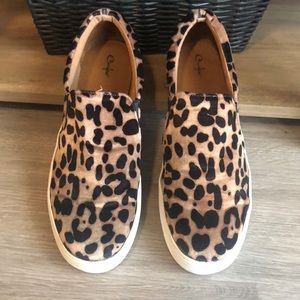 Leopard print slip on shoes